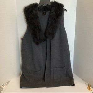 Ann Taylor Open Front Sleeveless Cardigan  Dark Grey  XL